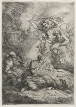 The Nativity. Bartolomeo Biscaino (Italian, 1632-1657). Etching