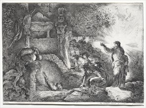 The Resurrection of Lazarus. Giovanni Benedetto Castiglione (Italian, 1609-1664). Etching