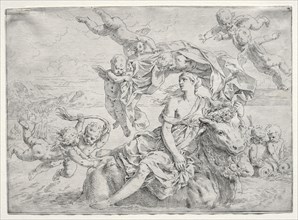 Rape of Europa. Simone Cantarini (Italian, 1612-1648). Etching