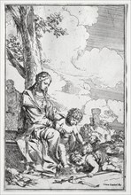 Holy Family with the Infant St. John. Giulio I Carpioni (Italian, 1611-1674). Etching