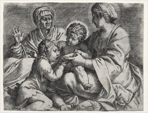 Virgin with the Bowl, 1606. Annibale Carracci (Italian, c. 1560-1609). Engraving