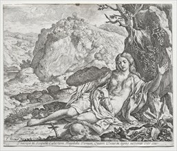 The Penitent Magdalen, 1650. Francesco Cozza (Italian, 1605-1682). Etching