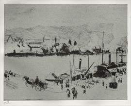 Quai Boieldieu in Rouen, c. 1896. Camille Pissarro (French, 1830-1903). Lithograph