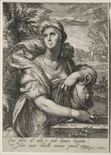 Heroines of the New Testament:  The Woman of Samaria. Jan Saenredam (Dutch, 1565-1607). Engraving