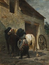 Blacksmiths, after 1887. Émile Jacque (French, 1848-1912). Oil on fabric; framed: 140 x 113.5 x 13