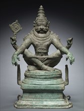 Yoga Narashimha, Vishnu in his Man-Lion Avatar, c. 1250. South India, late Chola Period (900-13th