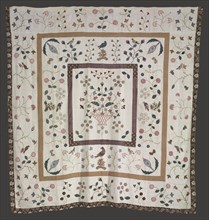 Bedspread, c. 1840. Belinda Ellen Orr. Embroidered linen; overall: 254 x 243.8 cm (100 x 96 in.).