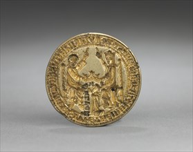 Almond-Shaped Seal: Coronation of the Virgin with a Kneeling Monk, 1300-1400. England or Germany,
