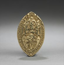 Almond-Shaped Seal: Coronation of the Virgin with a Kneeling Monk, 1300s. England or Germany,