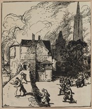 Siège des Maubeuge, 1914. Auguste Louis Lepère (French, 1849-1918). Brush and pen and black ink