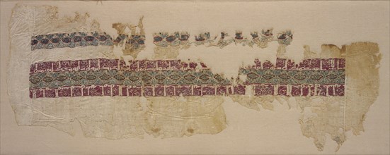 Sleeve with tiraz, 1045 - 1058. Egypt, Fatimid period, reign of Caliph al-Mustansir, 1045-58. Plain