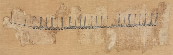 Embroidered cotton tiraz, 991-1031. Iraq, Baghdad, Abbasid period, reign of al-Qadir 991–1031.