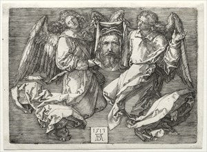 Sudarium Displayed by Two Angels. Albrecht Dürer (German, 1471-1528). Engraving