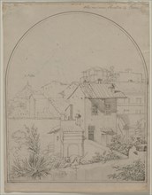 View from My Window in Rome, c. 1817. Carl Wilhelm Tischbein (German, 1797-1855). Graphite and pen