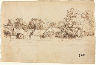 Cottages, 1870-1871. Jean-François Millet (French, 1814-1875). Pen and brown ink and graphite;