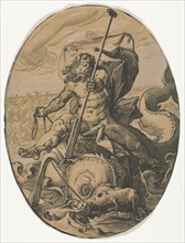 Neptune. Hendrick Goltzius (Dutch, 1558–1617). Chiaroscuro woodcut