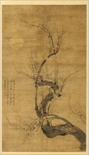 A Prunus in the Moonlight, 1300s. Wang Mian (Chinese, 1287-1359). Hanging scroll, ink on silk;
