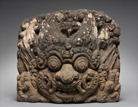 Bracket with Kala Mask, 1100s-1300s. Eastern Java, c. 12th-14th Century. Volcanic stone; overall: