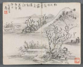 Miniature Album with Figures and Landscape (Landscape with Hill), 1822. Zeng Yangdong (Chinese).