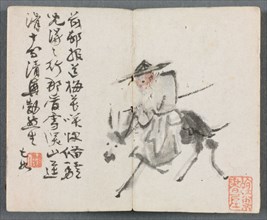 Miniature Album with Figures and Landscape (Old Man on Donkey), 1822. Zeng Yangdong (Chinese).