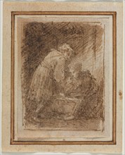 Holy Family, 17th century. Anonymous. Pen and brown ink and brush and brown wash over traces of
