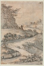 Figures on a Winding Road, mid-1600s. Salvator Rosa (Italian, 1615-1673). Pen and brown ink and