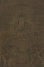 Shakyamuni Triad:  Buddha Attended by Manjushri and Samantabhadra, c. 900. China, Tang dynasty