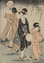 Catching Fireflies Beneath a Willow Tree (center), c. 1796-1797. Kitagawa Utamaro (Japanese,