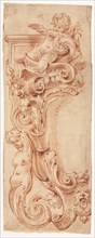 Design for a Cartouche, first half 1700s. Gilles Marie Oppenord (French, 1672-1742). Red chalk with