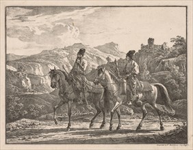 Two Cossacks on Horseback. Aleksandr Orlowski (Russian, 1777-1832). Lithograph