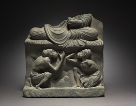 Base for a Seated Buddha with Figures of Ascetics, 2nd half of the 2nd Century. Pakistan, Gandhara,
