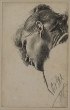 Head of a Young Woman Seen from Below, 1886. Adolph von Menzel (German, 1815-1905). Graphite with