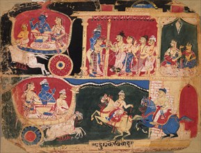 The Marriage of Pradyumna and Rukmavati, page from a Bhagavata Purana, c. 1525-50. India,