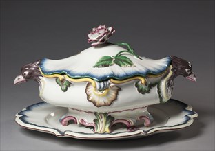 Tureen and Platter , c. 1750. Strasbourg Factory (French). Tin-glazed earthenware (faience) with