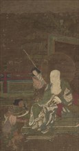Seated Arhat with Two Attendants, late 1200s. China, Southern Song dynasty (1127-1279). Hanging