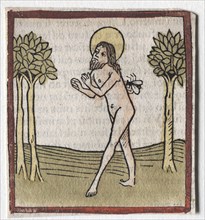 St. Marcarius. Günther Zainer (German, d. 1478). Woodcut with hand coloring