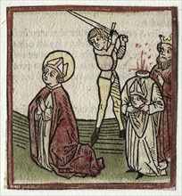 Sts. Theonestus and Albanus; or St. Pancrace. Günther Zainer (German, d. 1478). Woodcut with hand