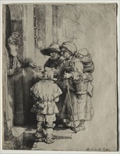 Beggars Receiving Alms at the Door of a House, 1648. Rembrandt van Rijn (Dutch, 1606-1669).
