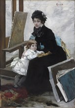 Madeleine Lerolle and Her Daughter Yvonne, c. 1879-1880. Albert Besnard (French, 1849-1934). Oil on