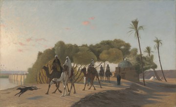 Leaving the Oasis, 1880s. Jean-Léon Gérôme (French, 1824-1904). Oil on wood panel; framed: 67.3 x