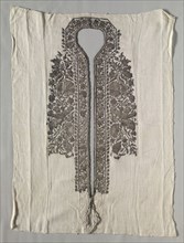 Fragment of a Shirt Front, 19th century. Turkey, 19th century. Metal thread embroidery on cotton