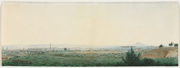 Landscape Near Paris, c. 1860. Léon Bonvin (French, 1834-1866). Watercolor and gouache over black