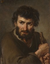 Study of a Shepherd, 1700s. France, 18th century. Oil on paper, mounted on board; framed: 64 x 52.5