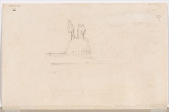 Sketch for Pavilion Near a Mosque, 1800s. Félix Ziem (French, 1821-1911). Graphite; sheet: 26.7 x