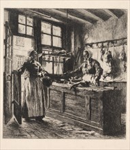 Interior of a Butcher Shop. Léon Augustin Lhermitte (French, 1844-1925). Etching