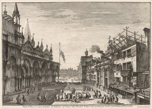 Views of Venice:  Piazzetta S. Basso, 1741. Michele Marieschi (Italian, 1710-1743). Etching