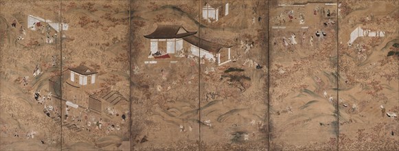 Autumn in the Mountains, 1600s. Tosa School (Japanese). Six-fold screen; ink and color with applied