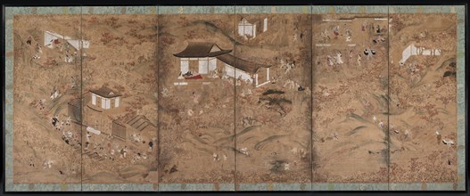 Autumn in the Mountains, 1600s. Tosa School (Japanese). Six-fold screen; ink and color with applied