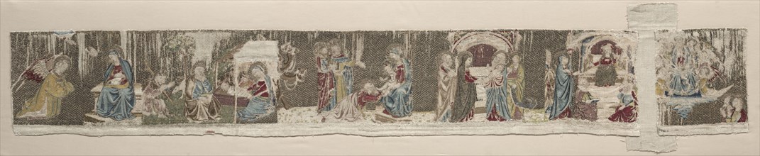 Scenes of the Life of the Virgin, from an Embroidered Altar Frontal, 1330s or 1340s. Italy,