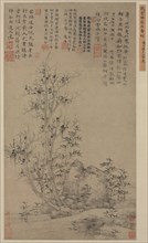 Bamboo, Rock, and Tall Tree, c. 1300s. Ni Zan (Chinese, 1301-1374). Hanging scroll, ink on paper;